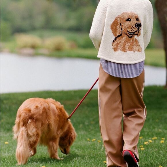 Anthropologie x Bishop + Young Faux-Leather Wide-Leg Track Pants Camel Tan Small - Picture 2 of 12